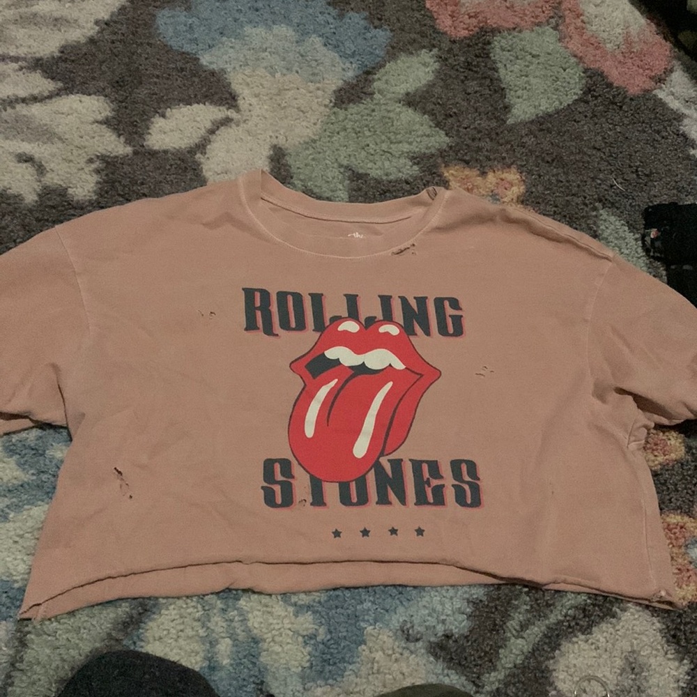 Tan Rolling Stones Crop Top